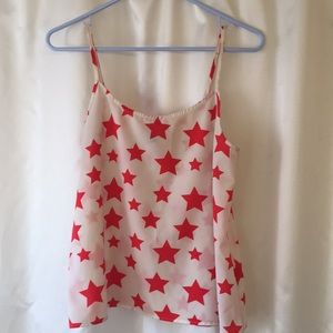 Divided H&M white tank top with red stars